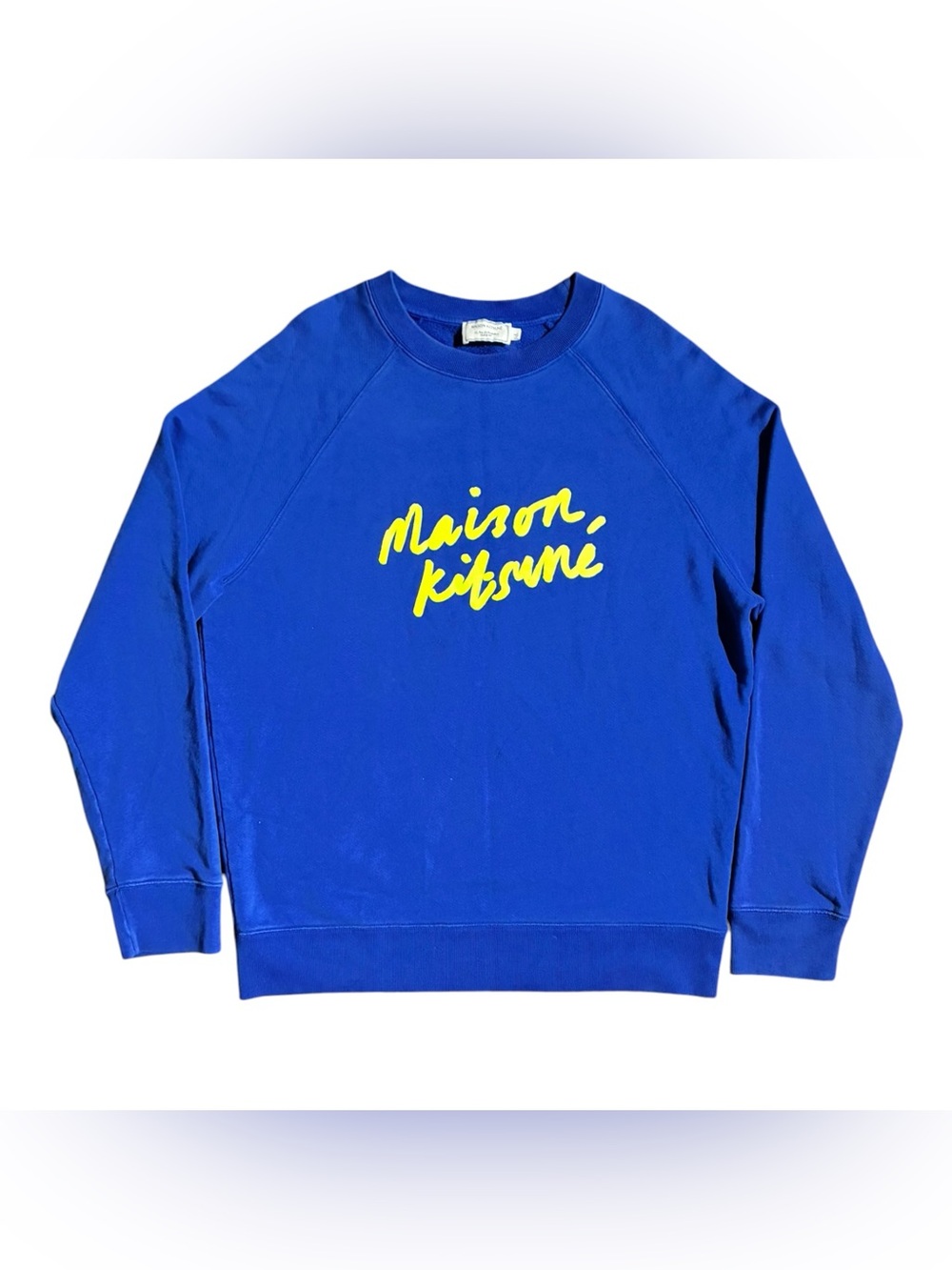 MAISON KITSUNE Handwriting Blue Crewneck Sweater